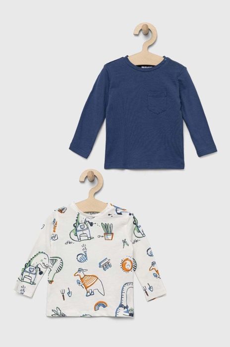 Лонгслів для немовлят OVS 2-pack колір білий з принтом Лонгслів для немовлят OVS 2-pack колір білий з принтом