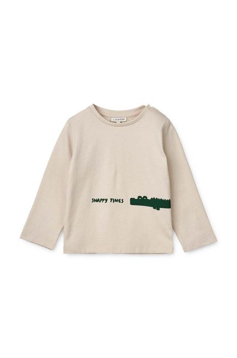 Дитячий бавовняний лонгслів Liewood колір бежевий однотонний