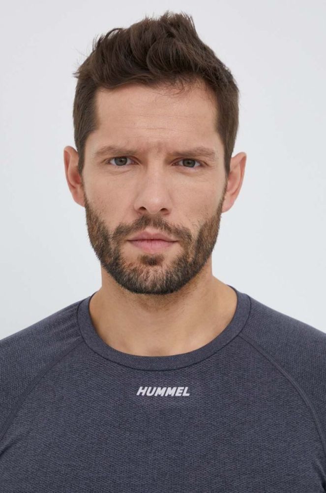 Лонгслів для тренувань Hummel Mike колір сірий з принтом фото 5