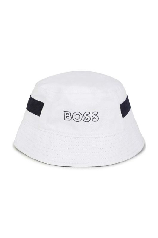 Дитяча бавовняна панама BOSS колір білий з бавовни