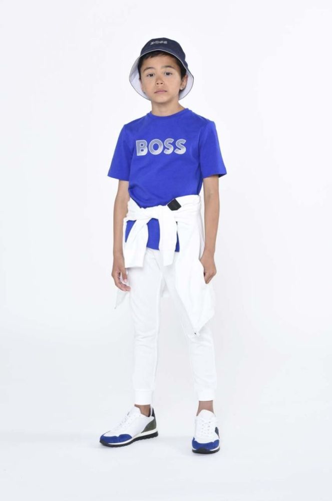 Дитяча бавовняна панама BOSS колір синій з бавовни (3197077) фото 4