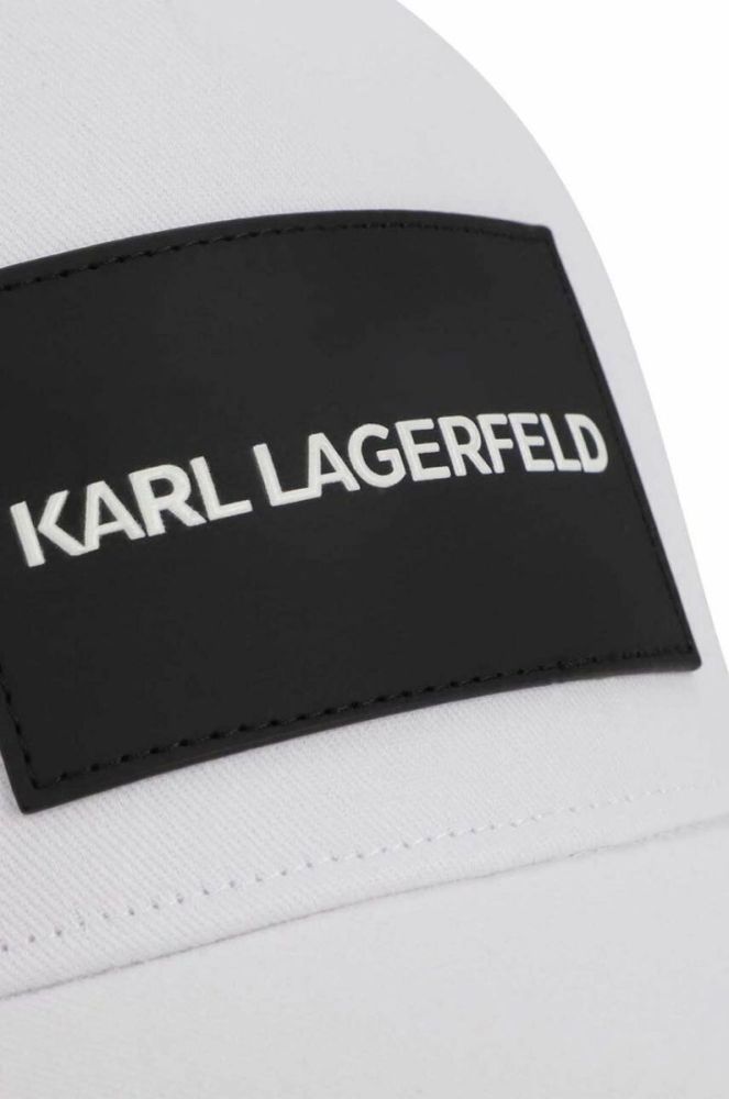 Дитяча бавовняна шапка Karl Lagerfeld колір білий з аплікацією фото 3