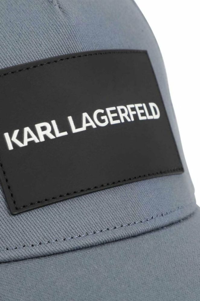 Дитяча бавовняна шапка Karl Lagerfeld з аплікацією колір блакитний фото 3