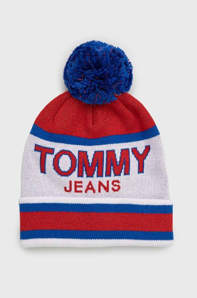 Шапка Tommy Jeans з товстого трикотажу колір барвистий