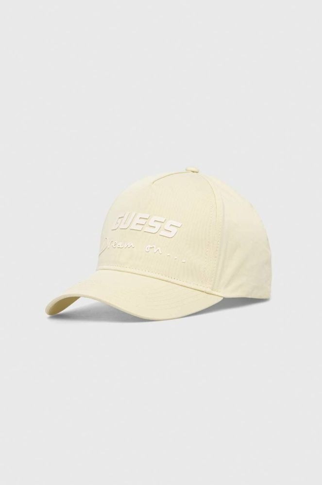 Бавовняна бейсболка Guess колір жовтий з аплікацією (3039123)