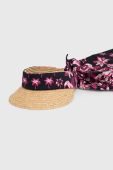 Козирок від сонця Red Valentino колір бежевий візерунок (3098772)