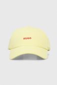 Бавовняна бейсболка HUGO колір жовтий з принтом