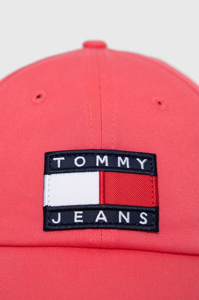 Бавовняна бейсболка Tommy Jeans колір рожевий з аплікацією (2983790) фото 3