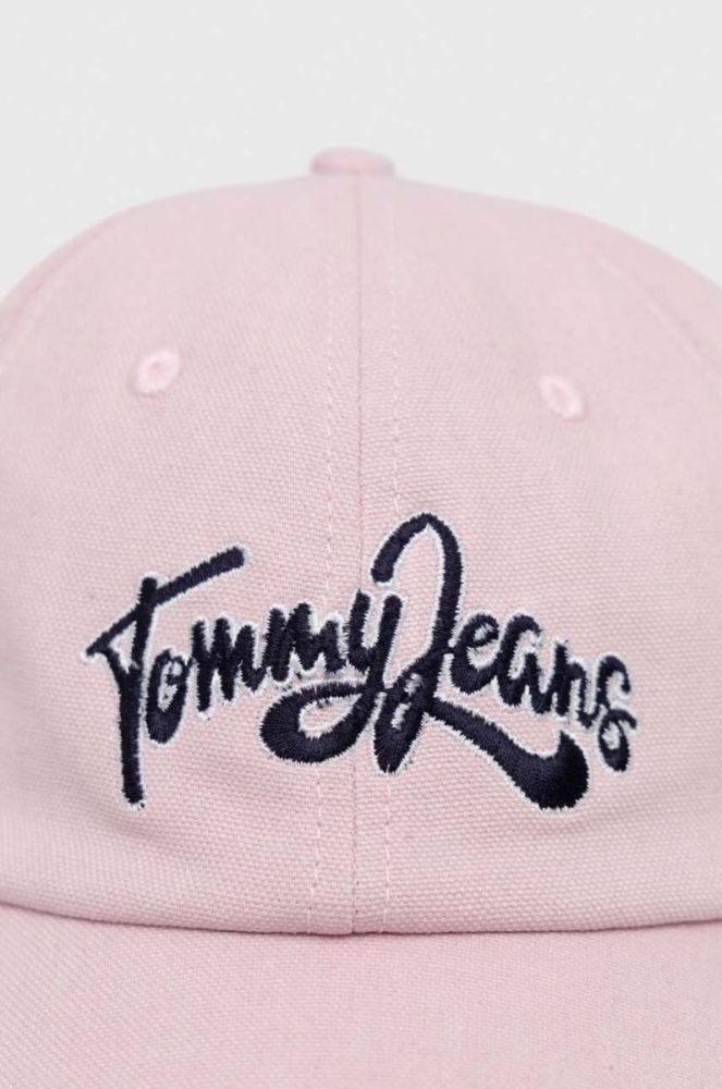 Бавовняна бейсболка Tommy Jeans колір рожевий з аплікацією (3127922) фото 3