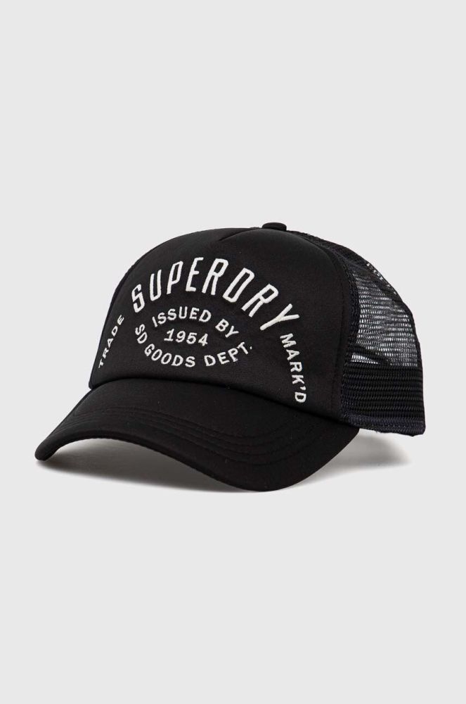 Кепка Superdry колір чорний з аплікацією (3162812)