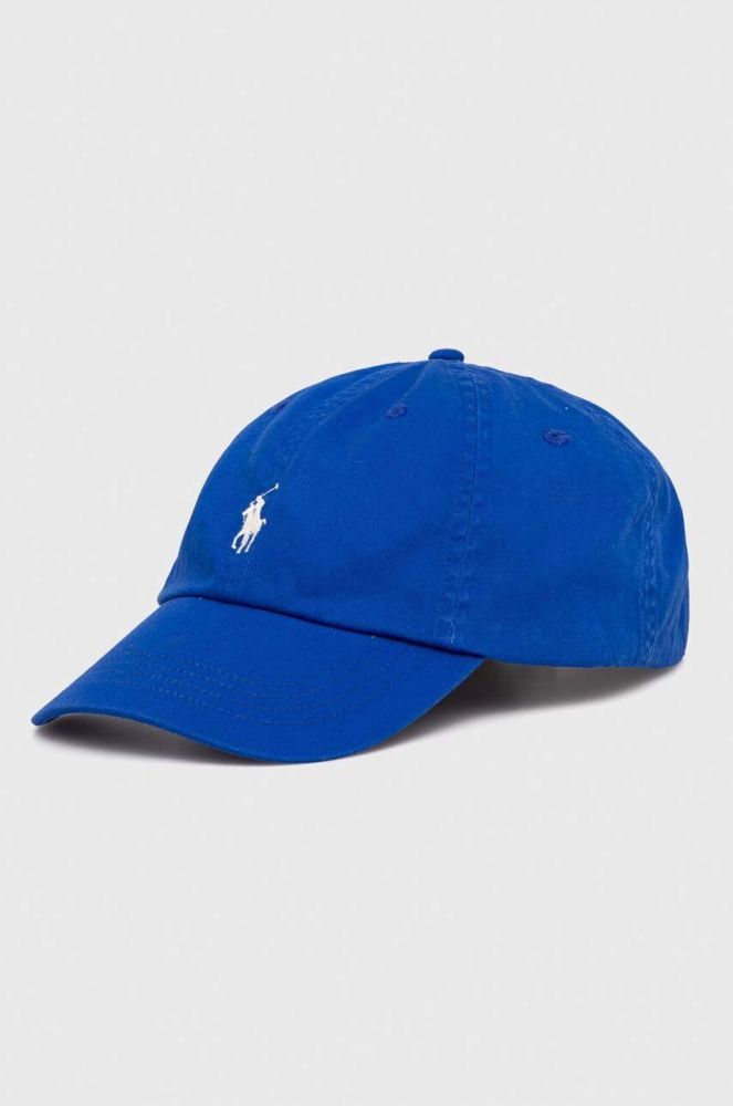 Бавовняна бейсболка Polo Ralph Lauren однотонна колір блакитний (3260950)