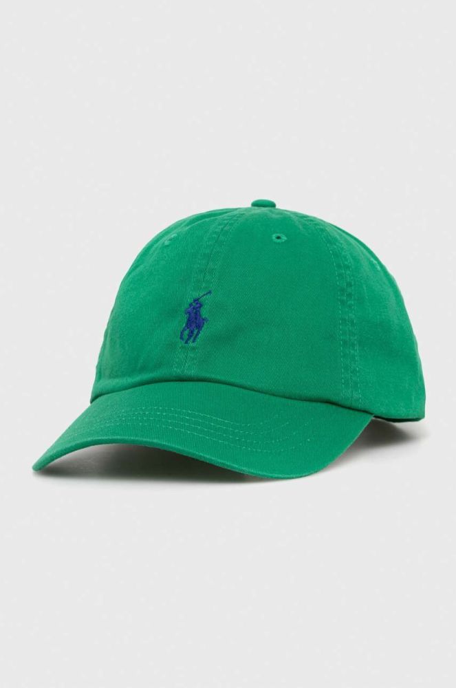 Бавовняна бейсболка Polo Ralph Lauren колір зелений однотонна (3260951)