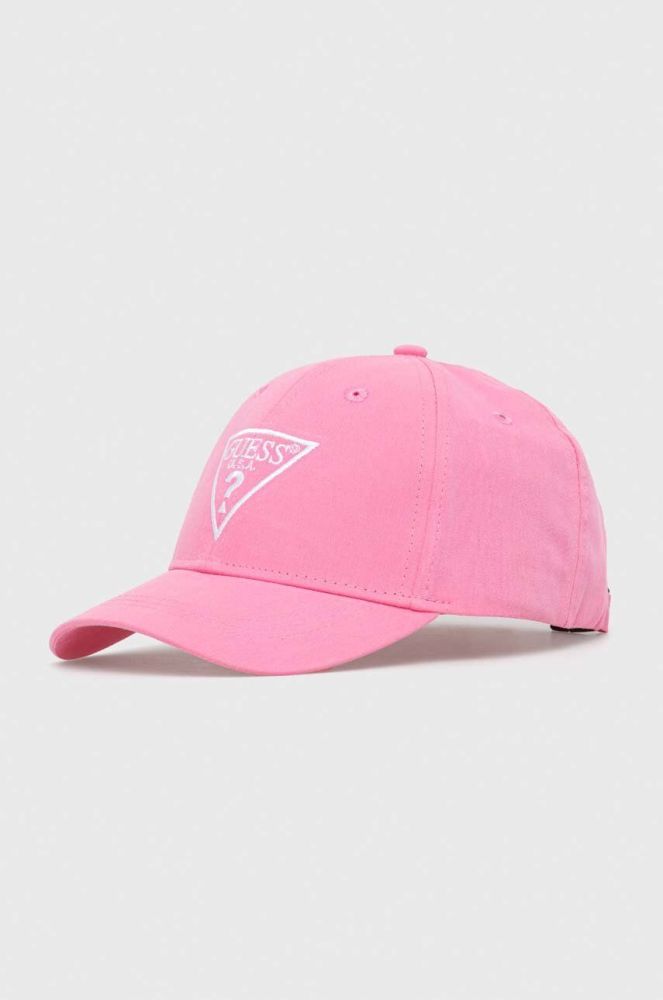 Бавовняна кепка Guess колір рожевий з аплікацією (3003733)