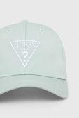 Бавовняна кепка Guess колір бірюзовий з аплікацією