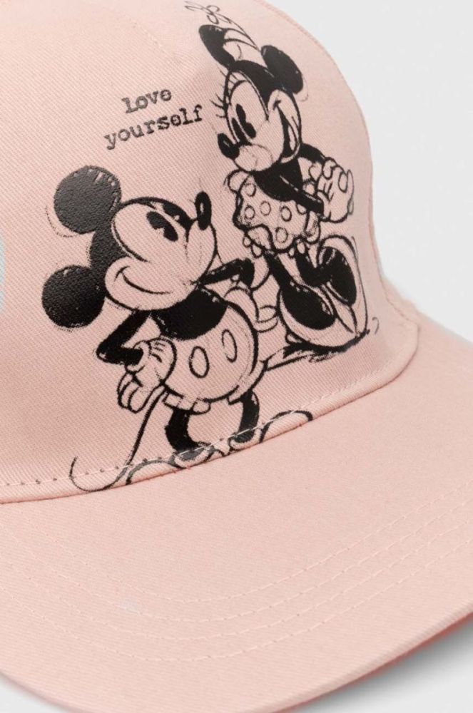 Дитяча бавовняна кепка United Colors of Benetton x Disney колір рожевий з принтом фото 2