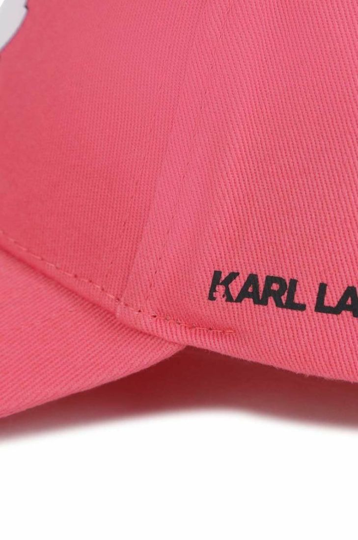 Дитяча бавовняна шапка Karl Lagerfeld колір червоний з принтом