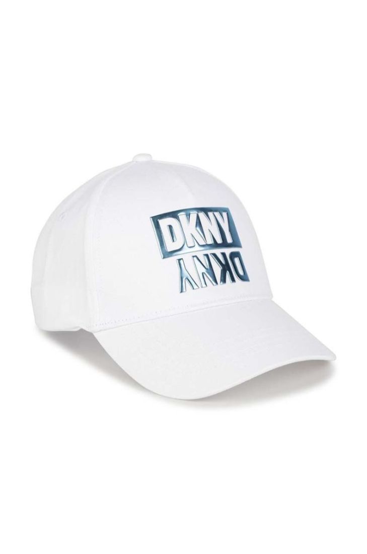 Дитяча бавовняна кепка Dkny колір білий з принтом