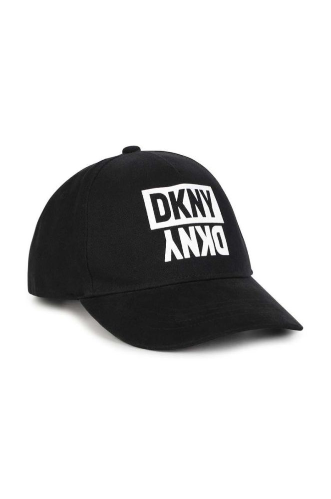Дитяча бавовняна кепка Dkny колір чорний з принтом фото 4