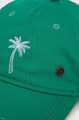 Дитяча бавовняна шапка Roxy колір зелений однотонна