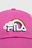 Дитяча бавовняна кепка Fila колір фіолетовий з аплікацією