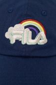 Дитяча бавовняна кепка Fila колір синій з аплікацією
