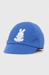 Дитяча бавовняна кепка United Colors of Benetton з принтом колір блакитний