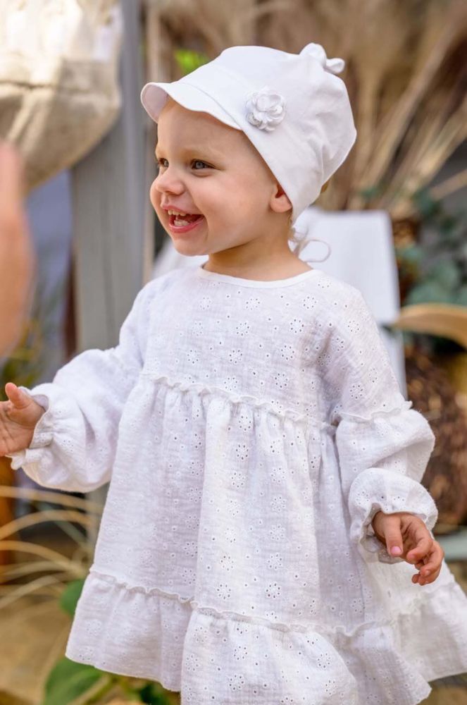 Дитяча бавовняна шапка Jamiks DORIS колір білий з тонкого трикотажу з бавовни