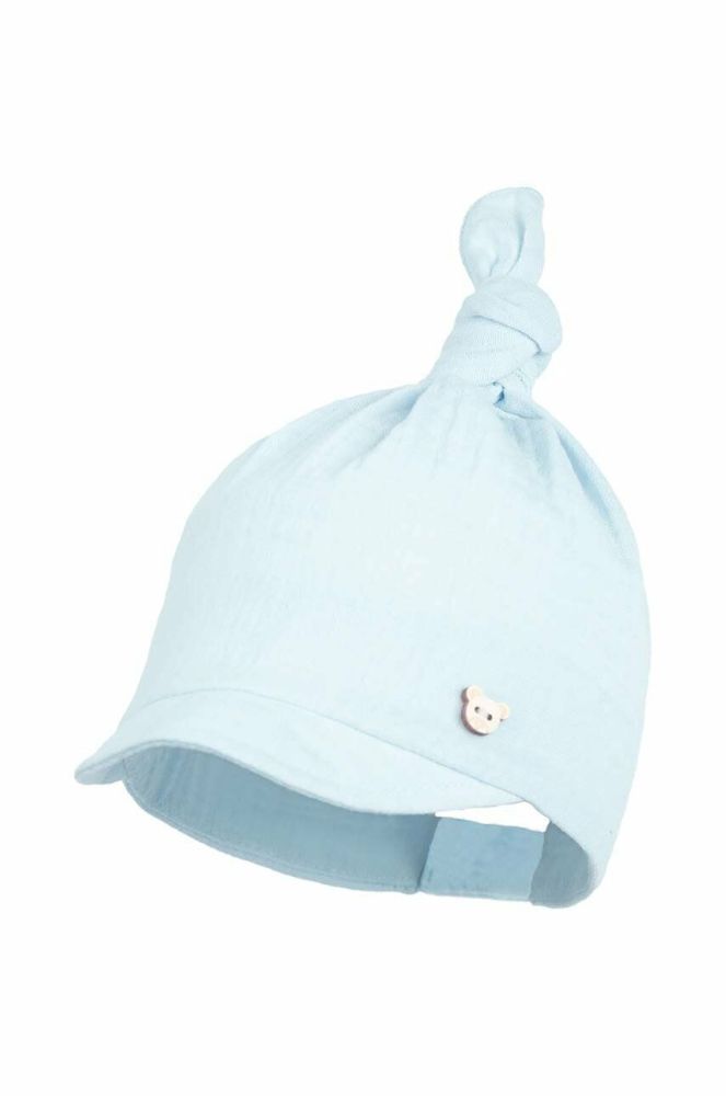 Дитяча шапка Jamiks HIBIE з тонкого трикотажу з бавовни колір блакитний