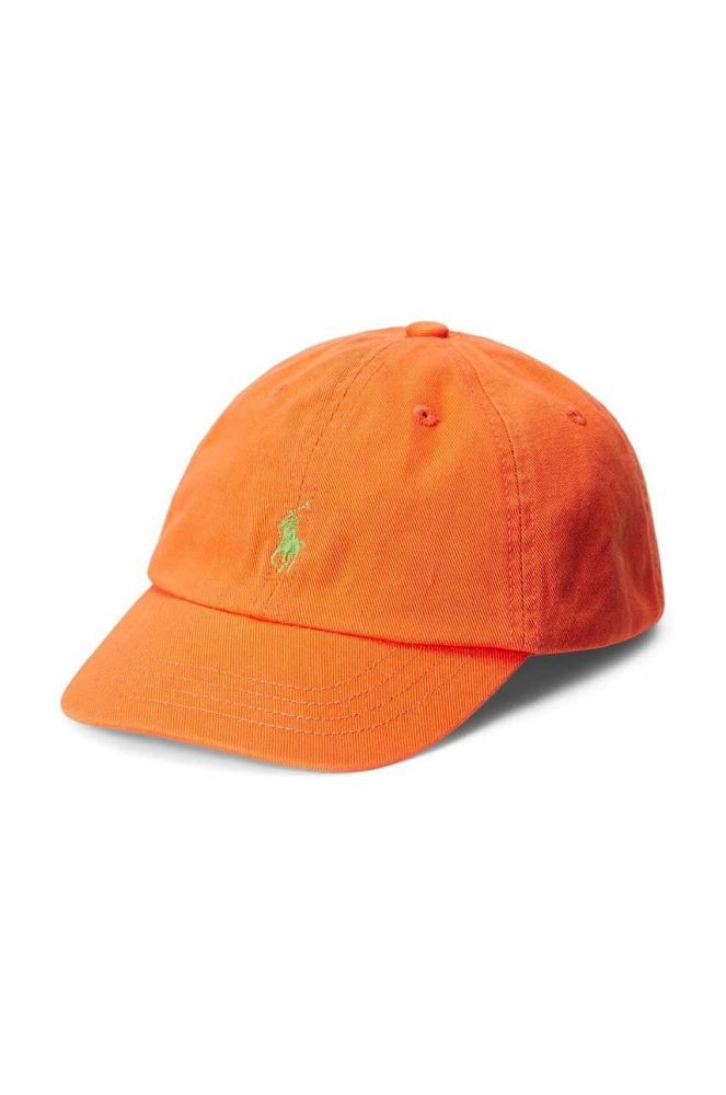 Дитяча бавовняна кепка Polo Ralph Lauren колір помаранчевий однотонна (3043942)
