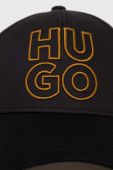 Бавовняна бейсболка HUGO колір чорний з аплікацією (2942441)