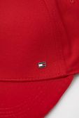 Бавовняна бейсболка Tommy Hilfiger колір червоний однотонна