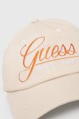 Бавовняна бейсболка Guess колір бежевий візерунок
