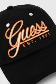Бавовняна бейсболка Guess колір чорний візерунок