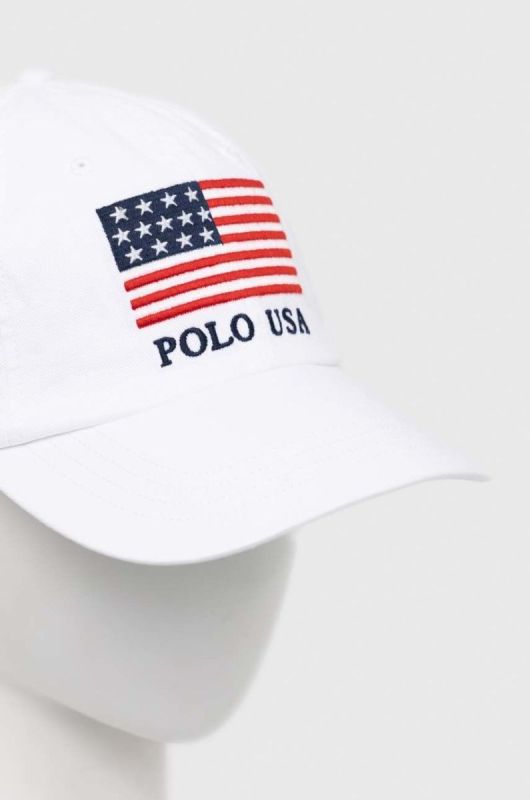 Бавовняна бейсболка Polo Ralph Lauren колір білий з аплікацією (2968955) фото 2
