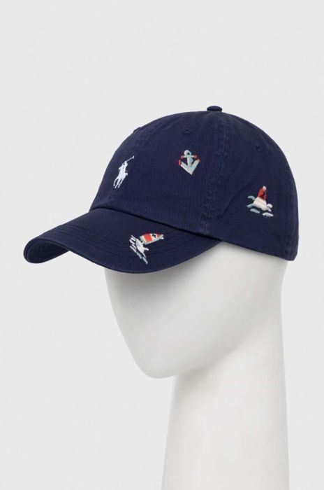 Бавовняна бейсболка Polo Ralph Lauren колір синій візерунок (2968956)