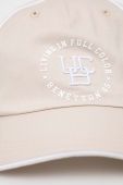 Бавовняна бейсболка United Colors of Benetton колір бежевий з аплікацією