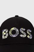 Бавовняна бейсболка BOSS BOSS GREEN колір чорний з принтом (3209324)