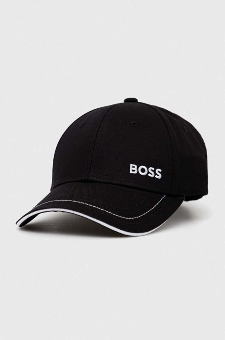 Бавовняна бейсболка BOSS BOSS GREEN колір чорний однотонна