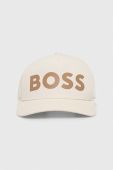 Бавовняна бейсболка BOSS колір бежевий однотонна (3069461)