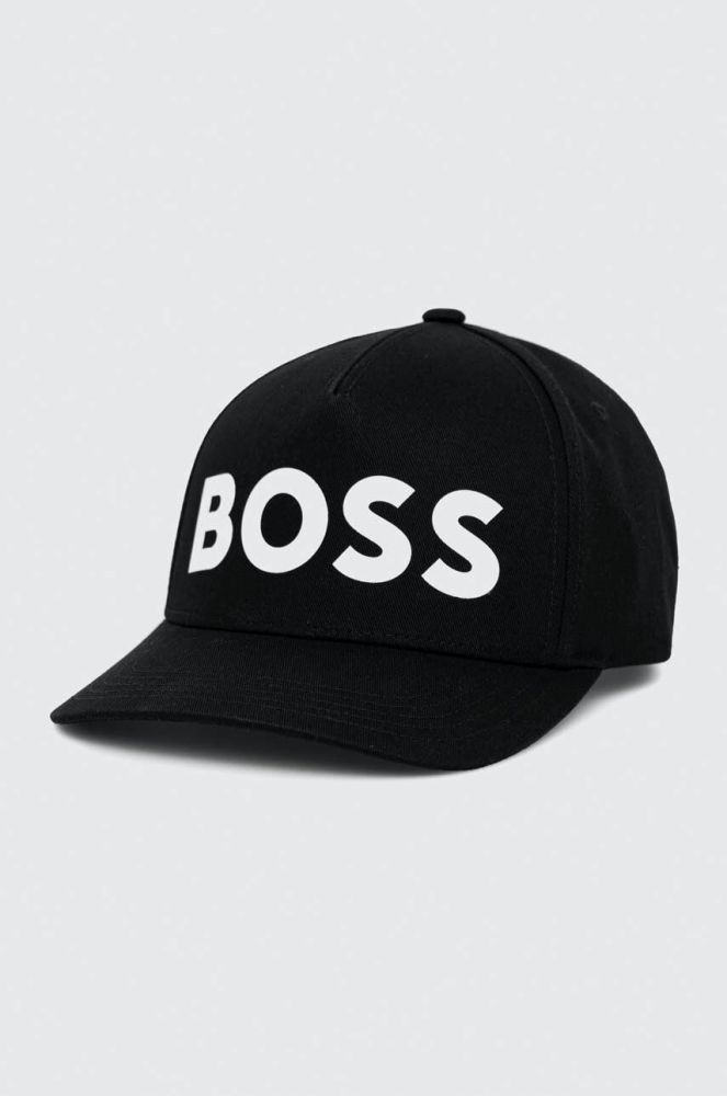 Бавовняна бейсболка BOSS колір чорний однотонна (3069462)