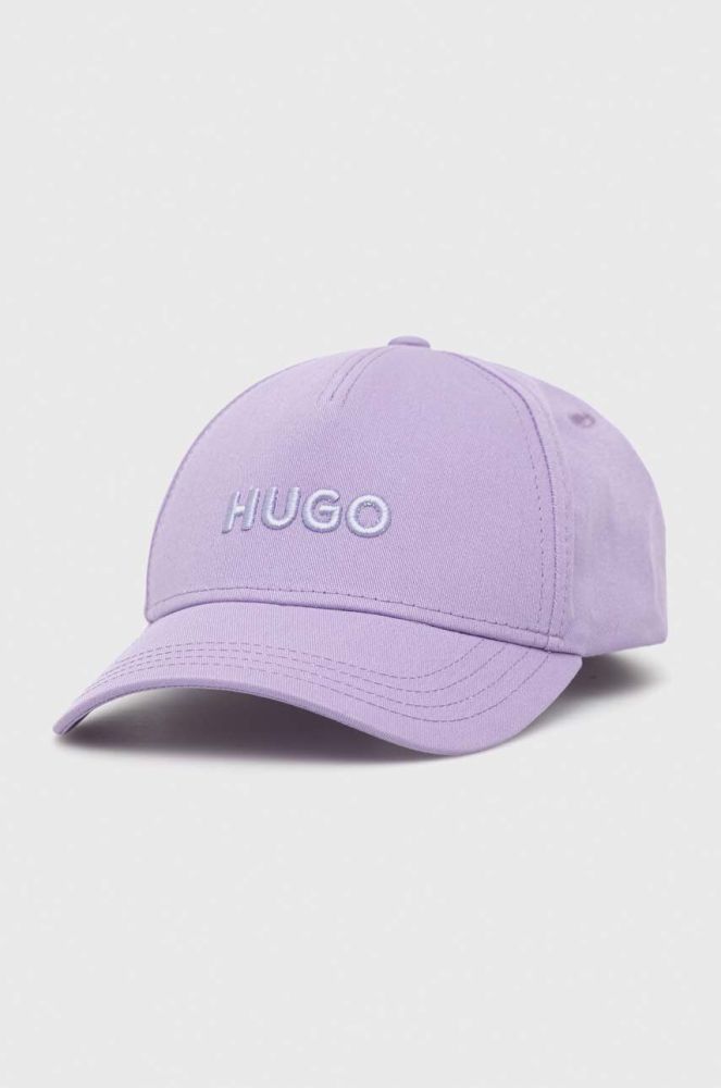 Бавовняна бейсболка HUGO колір фіолетовий з аплікацією (3077460)