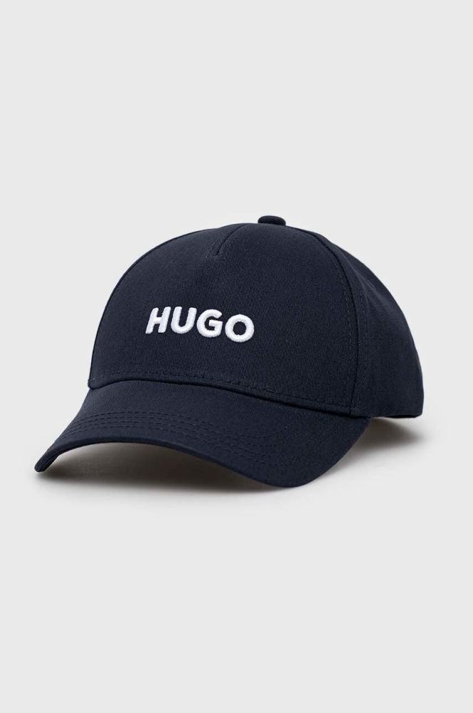 Бавовняна бейсболка HUGO колір синій з аплікацією (3077458)