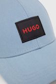 Бавовняна бейсболка HUGO з аплікацією колір блакитний (3077469)