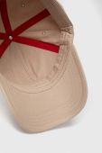 Бавовняна бейсболка HUGO колір бежевий з аплікацією (3077468)
