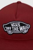 Бавовняна бейсболка Vans колір бордовий з принтом