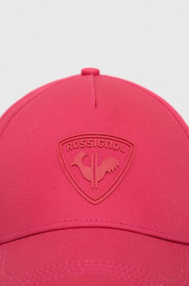 Бавовняна бейсболка Rossignol колір рожевий з аплікацією фото 3