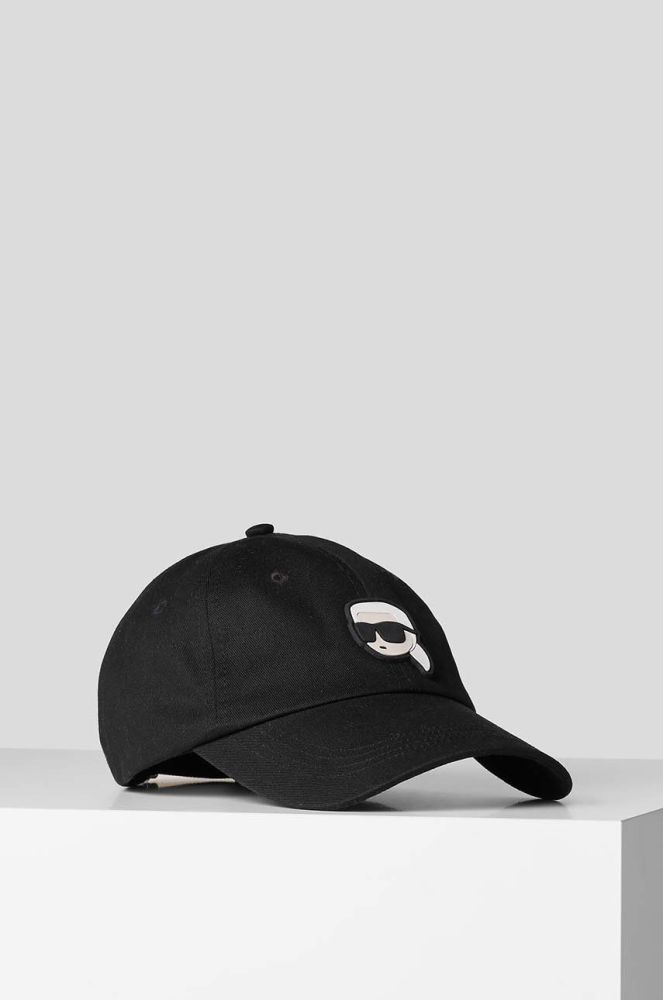 Бавовняна бейсболка Karl Lagerfeld колір чорний з аплікацією (2890451)