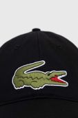 Бавовняна бейсболка Lacoste колір чорний з аплікацією RK9871-HBP