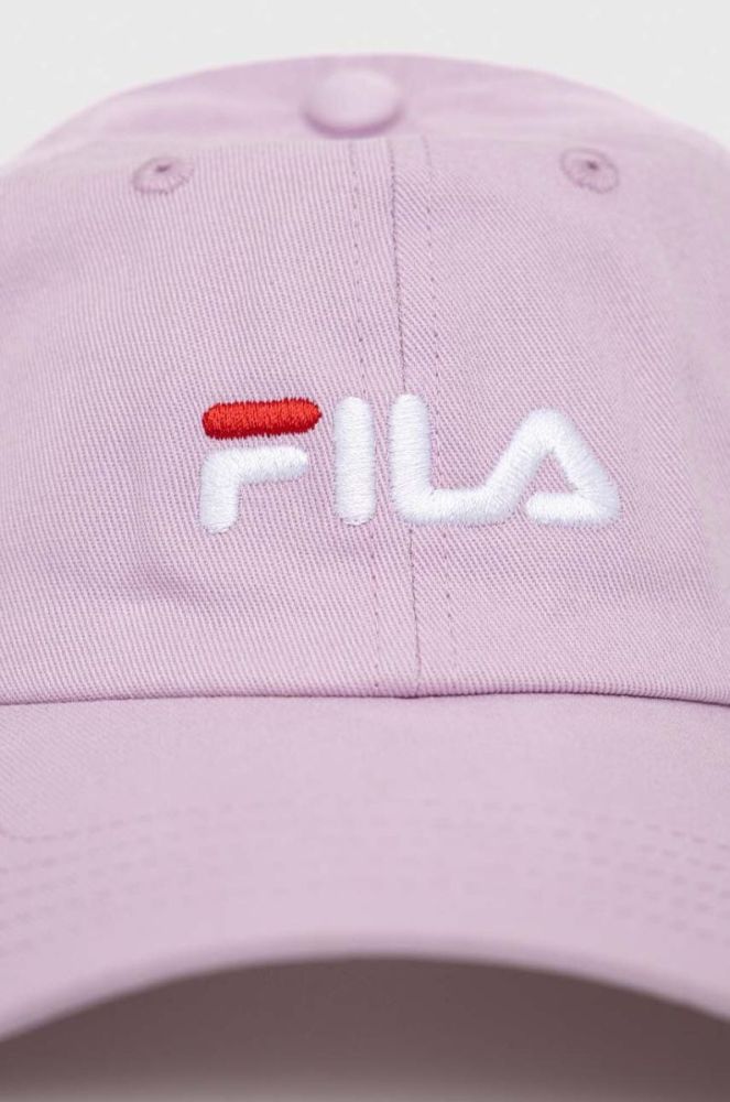 Бавовняна бейсболка Fila колір рожевий з аплікацією фото 2