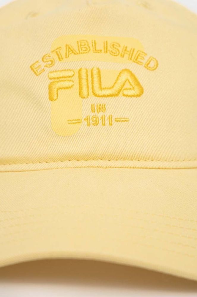 Бавовняна бейсболка Fila колір жовтий з аплікацією фото 3